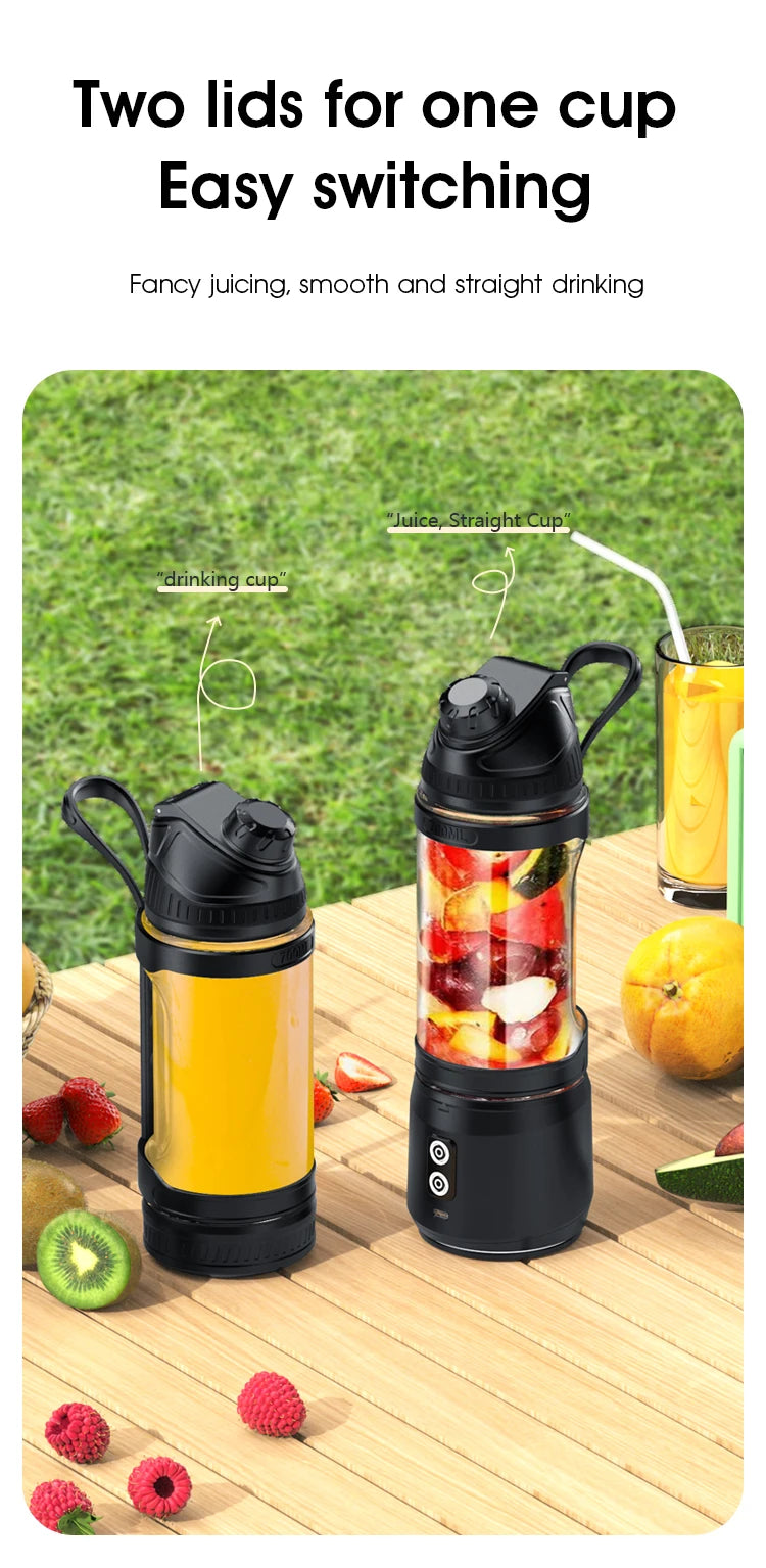 Portable Electric Juicer 700ML USB Rechargeable Fruit Milkshake Smoothie Mini Blender for kitchen travel Outdoor Camping Picnic. - Eady